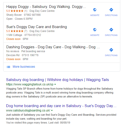 Day care Google snippet